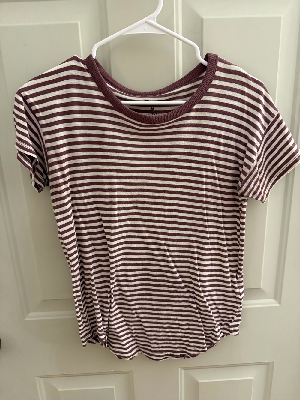 Madewell Burgundy & White Striped Short-Sleeve Crewneck Tee